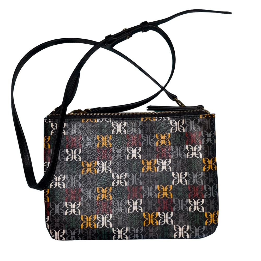 Fossil Abstract Multicolor Logo Print Crossbody Bag with Adjustable Straps